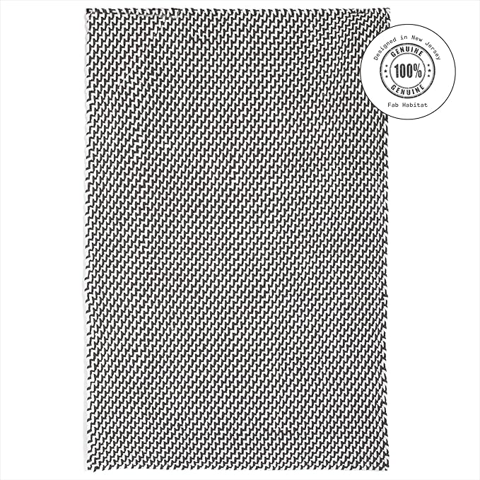 Fab Habitat Machine Washable Area Rug - Hand Woven, Stain Resistant, Pet Friendly - Premium Recycled Polyester Yarn - Rope - Bedroom, Living/Dining Room - Asbury - Charcoal & White - 8 x 10 ft