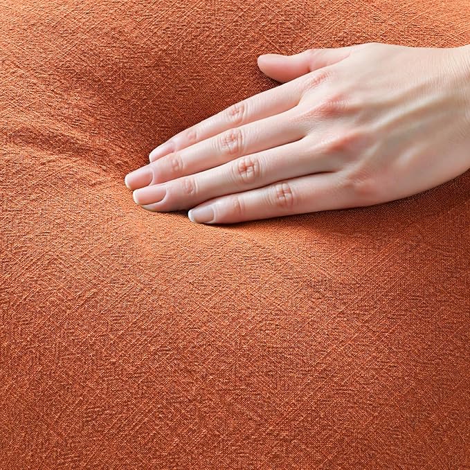 MIULEE Decorative Throw Pillow Covers Neutral Linen Fringe Throw Pillows Set of 2 Burnt Orange Boho Farmhouse Cushion Covers with Tassels for Couch Sofa Bed Living Room Fall Home Decor 20x20 Inch