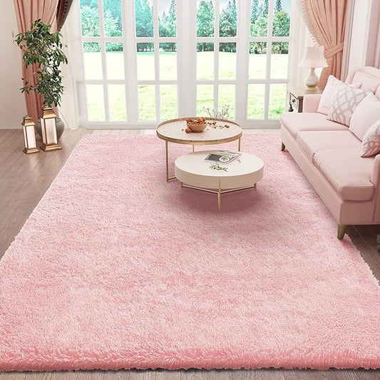 Ophanie Pink Area Rugs for Bedroom Girls, 6x9 Kids Fluffy Fuzzy Furry Shag Carpet, Plush Soft Cute Baby Shaggy Bedside Indoor Floor Rug for Teen Dorm Decor, Nursery with Over 99 pcs Pile fibers