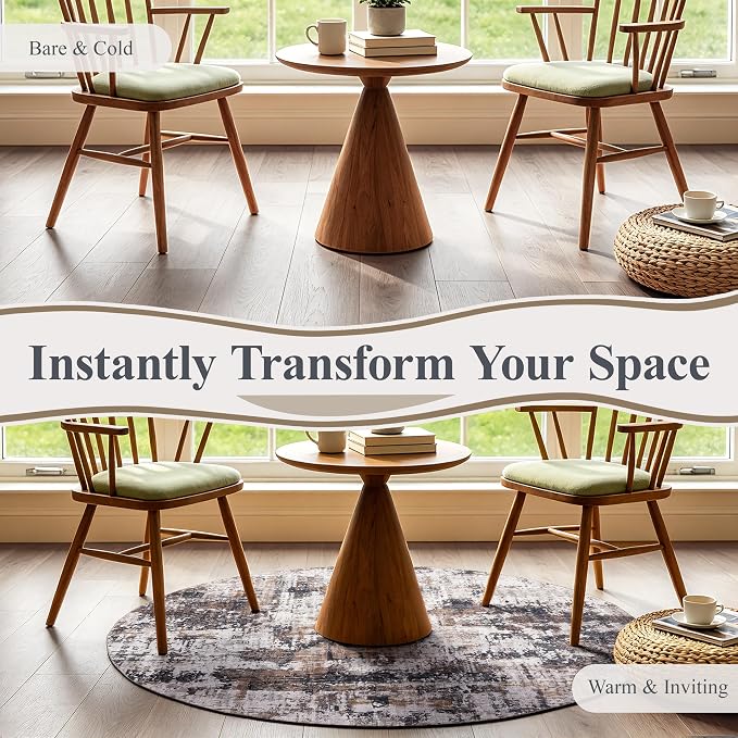 Sasttie 6ft Soft Round Area Rug, Modern Abstract Washable Circle Carpet for Living Room, Bedroom, Dining Room Table, with Non-Slip Backing, Black and Brown