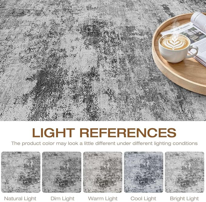 8x10 Area Rugs Living Room: Washable Large Abstract Neutral Modern Soft Rug Stain Resistant Indoor Floor Non-Slip Accent Carpet for Bedroom Nursery Playroom Dining Room Office Dorm Home House Decor