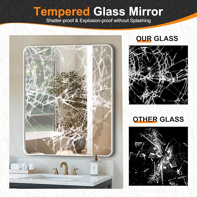 Delma Bathroom Vanity Mirror, Black Framed Bathroom Mirror for Over Sink, High-Definition Bathroom Mirror, Versatile Bathroom Vanity Mirror, Hangs Horizontally or Vertically(36x30, Silver)