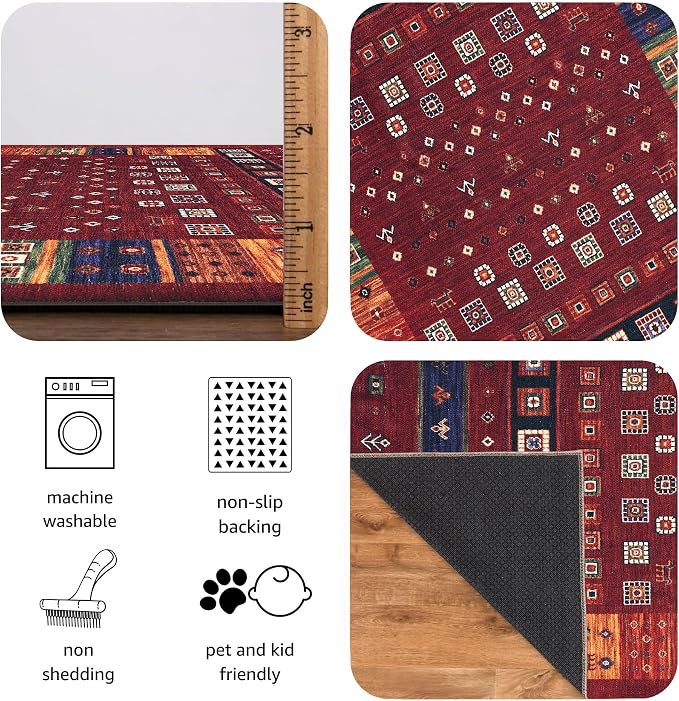 Keen Home Design 3x5 Rug - Machine Washable Entry Rug with Non-Slip Backing, Ideal for Enteryway, Kitchen, Bathroom, Laundry Room - Vintage, Easy Clean, Durable, Low Pile Rug - (3' x 5')