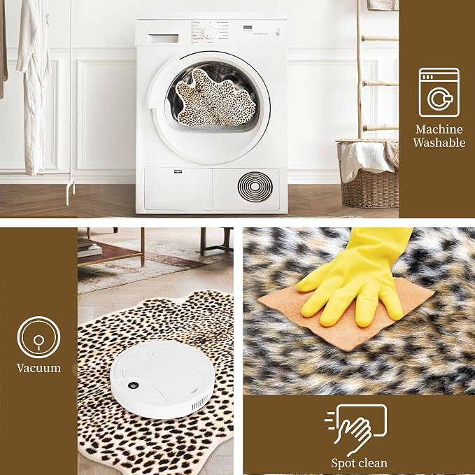 Leopard Rug Cheetah Print Carpet - Animal Printed Skin Area Rug Faux Fur Hide Room Decor for Bedroom Living Room 5.2x6.5ft