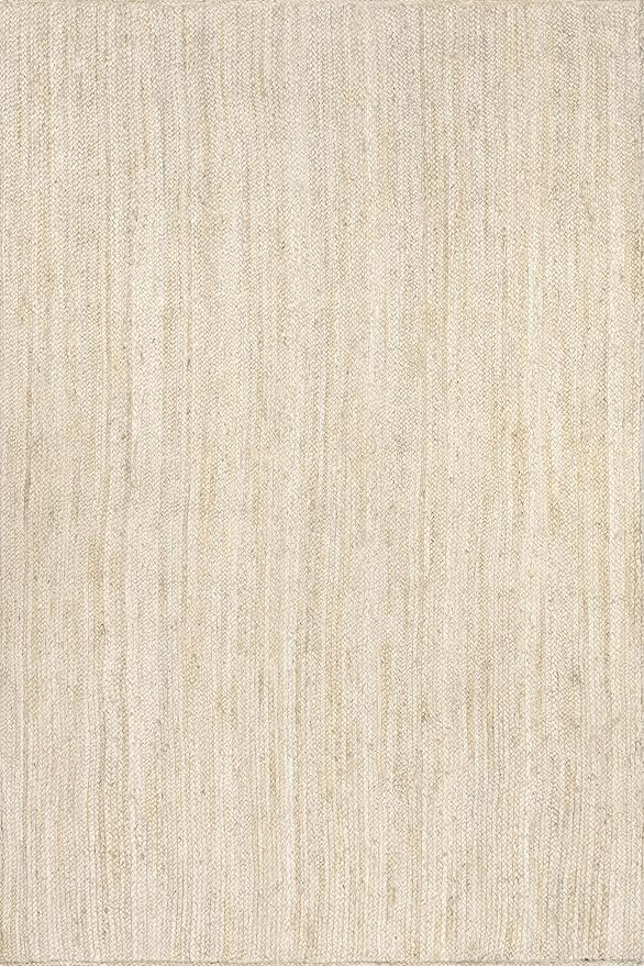 nuLOOM 4x6 Rigo Jute Hand Woven Area Rug, Off White, Solid Farmhouse Design, Natural Fiber, For Bedroom, Living Room, Dining Room, Hallway, Office, Kitchen, Entryway