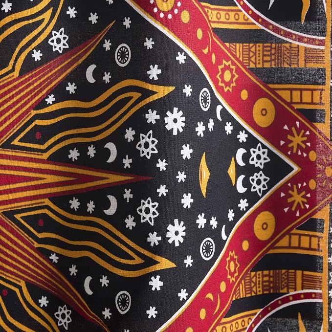 Popular Handicrafts Indian Burning Sun Hippie Mandala Kitchen Window Curtains - Gypsy Bohemian Sun Moon Beautiful Drapery Bedroom Living Room Balcony Valance Panels Golden