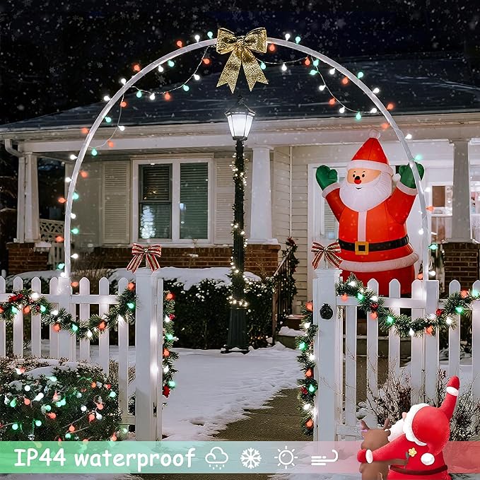 JMEXSUSS 33ft 100 LED Globe Red White and Green Christmas String Lights | Connectable Christmas Lights Plug in with Remote, 8 Modes Fairy Lights Outdoor for Christmas Room Party Home Decor