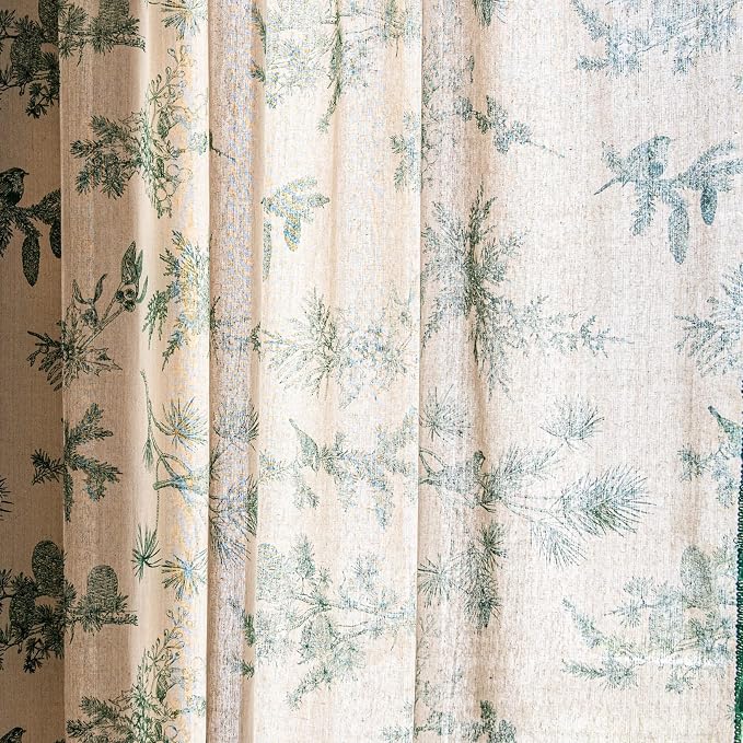 Sutuo Home Boho Curtain 96 Inches Length for Bedroom, Printed Cotton Linen Rod Pocket Semi Blackout Farmhouse Bohemian Tassels Window Treatment for Living Room, 1 Panel 59" W x 96" L, Green Forest