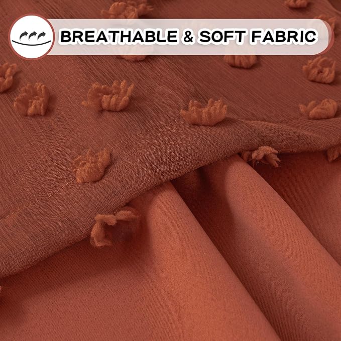 MYSKY HOME Terracotta Blackout Curtains for Living Room 90 Inches Long Boho Curtains Double Layer Brick Red Pom Pom Sheer Overlay for Toddler Grommet Privacy Protect Window Drapes 52" x 90", 2 Panels