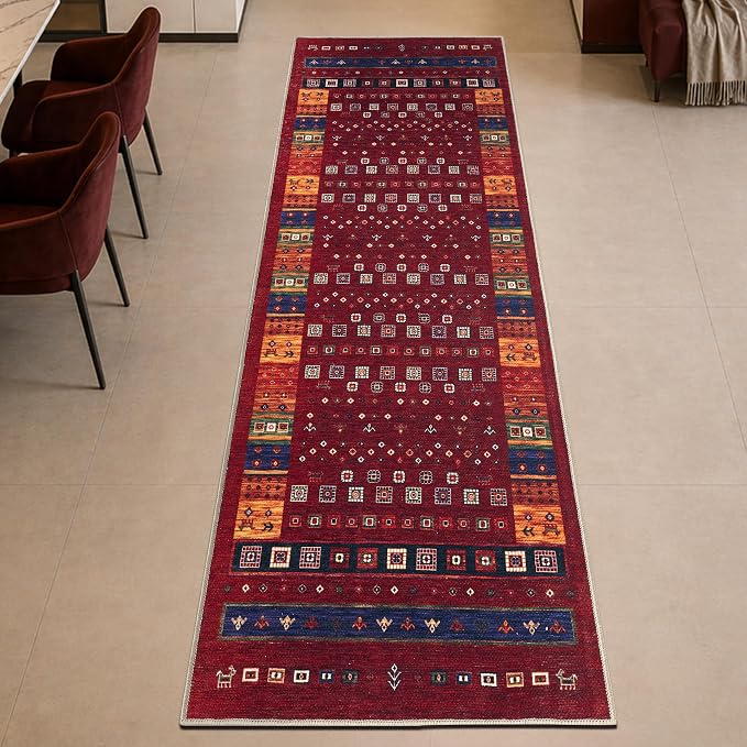 Keen Home Design 30"x84" Rug - Machine Washable Runner Rug with Non-Slip Backing, Ideal for Hallway, Entryway, Kitchen, Laundry Room - Vintage, Easy Clean, Durable, Low Pile Rug - (2'6" x 7')