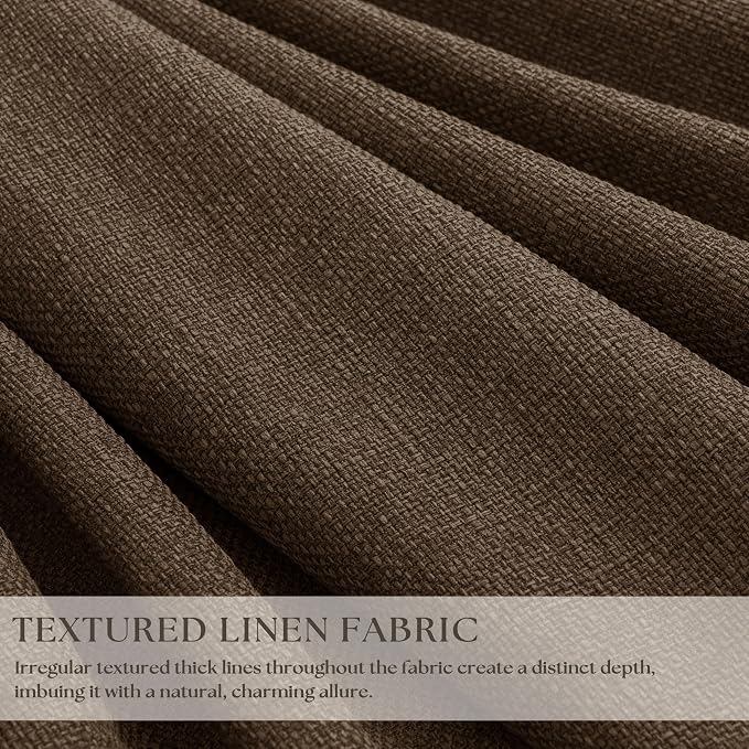 Pleated Blackout Brown Curtains 96 Inches Long 2 Panels Set for Bedroom Living Room Darkening Linen Blend Back Tab Pinch Pleat Memory Shape with Liner Soundproof 96 Inch Window Curtains Dutch Cocoa