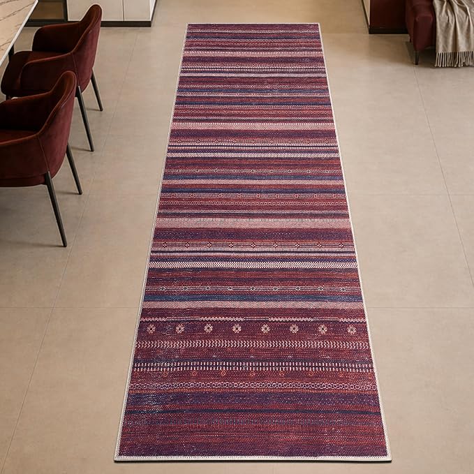 Keen Home Design 30"x144" Rug - Machine Washable Runner with Non-Slip Backing, Ideal for Hallway, Entryway, Kitchen, Laundry Room - Vintage, Easy Clean, Durable, Low Pile Rug - (2'6" x 12')