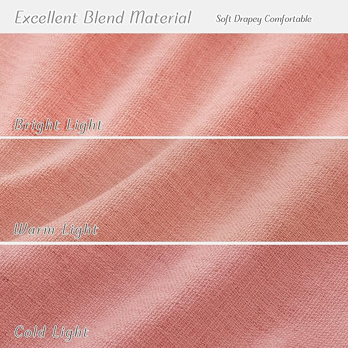 UHITECH Short Blackout Curtains 54 Inch Length 2 Panels Set for Bedroom Blush Pink Linen Textured Thermal 100% Black Out Curtains for Living Room with Back Tab Rod Pocket Track System
