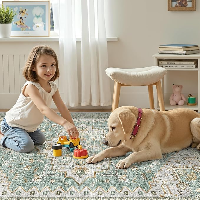Runner Rug 2x5 Washable Runners for Hallways, Non Slip Kitchen Runner Entryway Indoor,Floor Carpet for Hall Kitchen Bedroom (2'x5',Green)