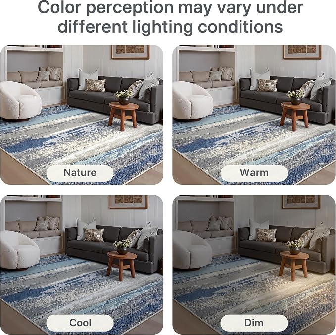 GENIMO 2X3 Washable Modern Doormat, Non-Slip Low Pile Chenille Area Rug, Small Entry Mat for Entrance Hallway Kitchen Bathroom, Indigo Drift