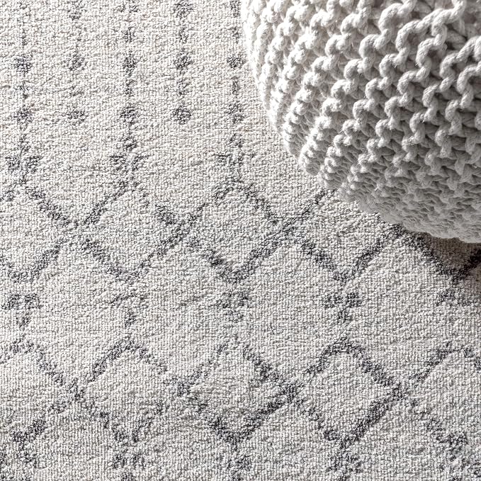 JONATHAN Y Boho Vintage Diamond Cream/Gray Round Area Rug 9 ft, Moroccan Hype for Living Room, Bedroom, Kitchen, Office, Easy-Cleaning, High Traffic, Pet-Friendly, Non-Shedding (MOH101B-9R)