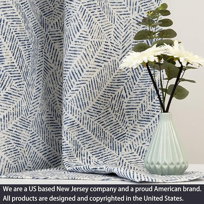 DriftAway Farmhouse Linen Lined Valance Double Layer Thermal Insulated Room Darkening Blackout Window Valances 3 Inch Rod Pocket Striped Kitchen Valance for Bathroom Single 52 x 18 Inch Roman Navy
