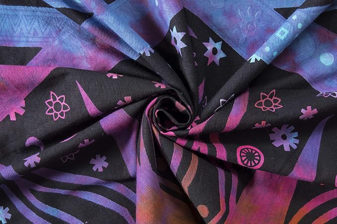 Popular Handicrafts Indian Burning Sun Hippie Mandala Window Curtains - Gypsy Tye Dye Bohemian Sun Moon Beautiful Drapery Bedroom Living Room Balcony Valance Panels Purple