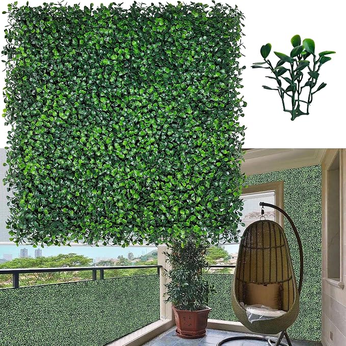 ODTORY Artificial Grass Wall Backdrop Panels, 20X20 in 12P (33.5 sqft) | UV-Anti, Faux Boxwood Hedge Fence, 4-Layer Leaves, Garden/Backyard/Balcony Privacy Screen, Indoor Outdoor Wall Decor