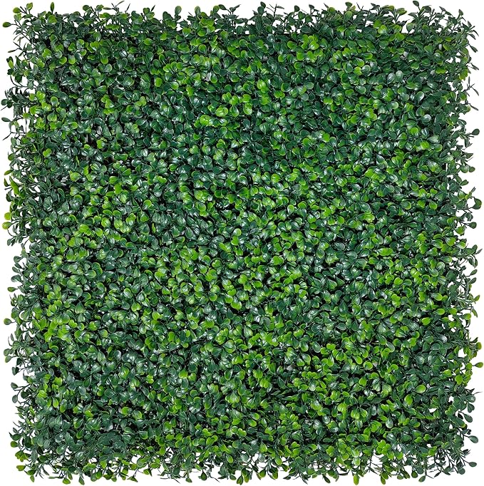 ODTORY Artificial Grass Wall Backdrop Panels 10x10 Inch 24-Pack (16.8 sqft) | UV-Anti, Faux Boxwood Hedge Fence, 4-Layer Leaves, Garden/Backyard/Balcony Privacy Screen, Indoor Outdoor Wall Decor