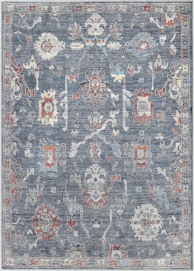 Keen Home Design 5x7 Rug - Machine Washable Area Rug with Non-Slip Backing, Ideal for Living Room, Dining Room, Bedroom - Vintage, Easy Clean, Durable, Low Pile Rug - (5' x 7')
