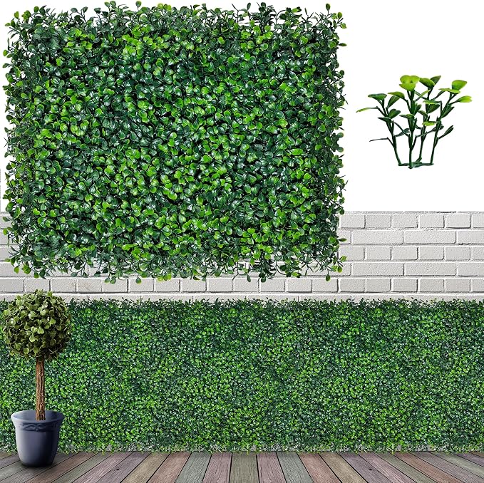 ODTORY Artificial Grass Wall Backdrop Panels,16 X 12 in 12P(16 sqft) UV-Anti Greenery Boxwood Panels for Indoor Outdoor Green Wall Decor & Ivy Fence Covering Privacy | UV-Anti, Faux Boxwood Hedge Fence, 4-Layer Leaves, Garden/Backyard/Balcony Privacy S...