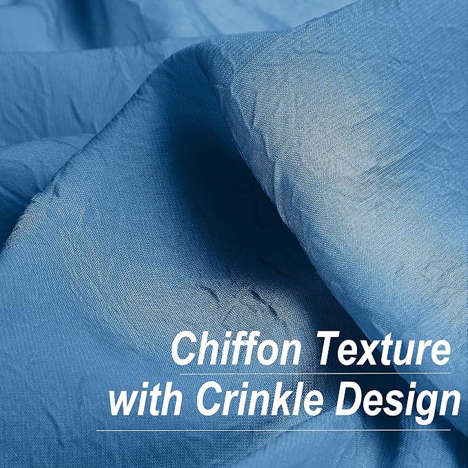 Purainbow Chiffon Sheer Ombre Curtains for Living Room, Grommet Special Crinkle Gradient Blue Semi Sheer Window Treatments Privacy with Light for Bedroom Kids Room, All Season, 52"x63"x2