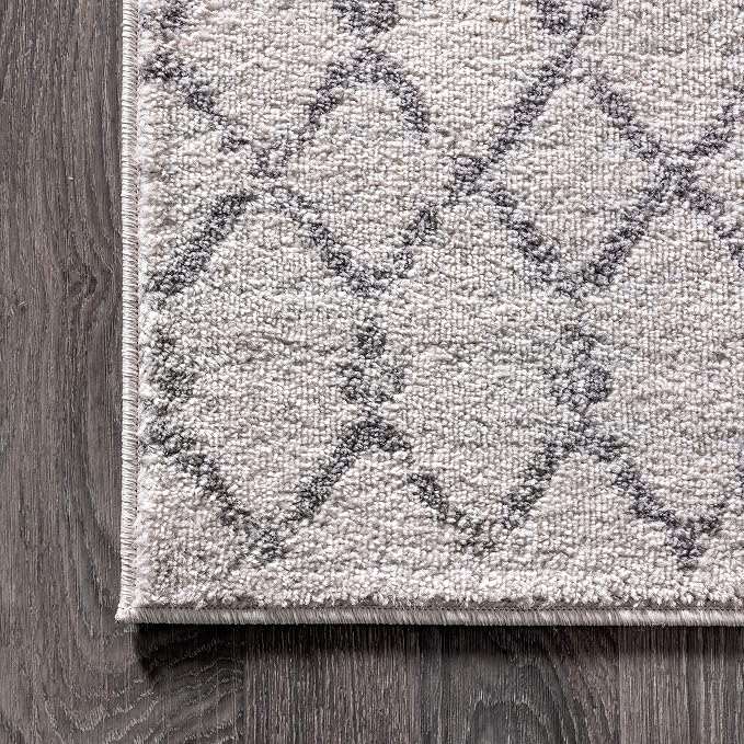 JONATHAN Y Boho Vintage Diamond Cream/Gray Round Area Rug 5 ft, Moroccan Hype for Living Room, Bedroom, Kitchen, Office, Easy-Cleaning, High Traffic, Pet-Friendly, Non-Shedding (MOH101B-5R)