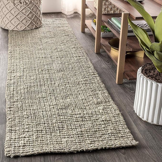 JONATHAN Y Pata Hand Woven Chunky Jute Gray Runner Rug, 2x12, Bohemian, Rustic, Cottage, Easy-Cleaning for Living Room, Bedroom, Kitchen, Non-Shedding (NRF102C-212)