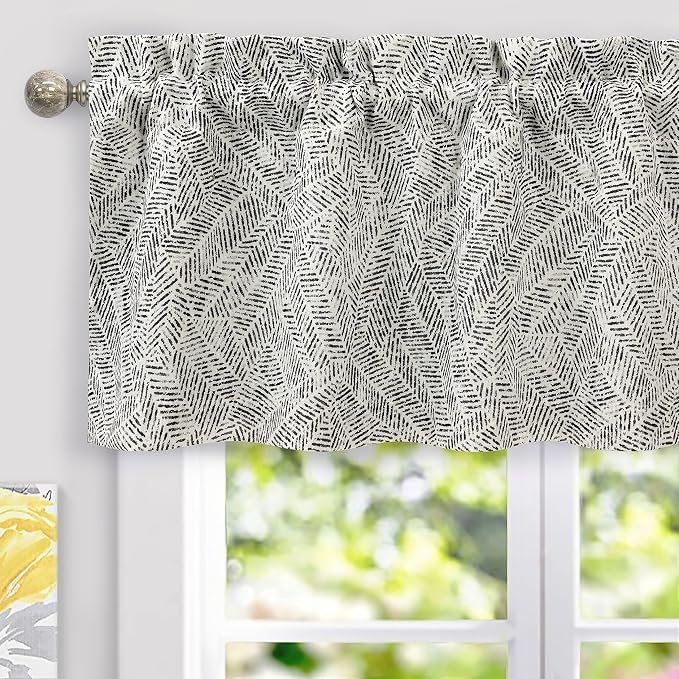 DriftAway Farmhouse Linen Lined Valance Double Layer Thermal Insulated Room Darkening Blackout Window Valances 3 Inch Rod Pocket Striped Kitchen Valance for Bathroom Single 52 x 18 Inch Roman Black