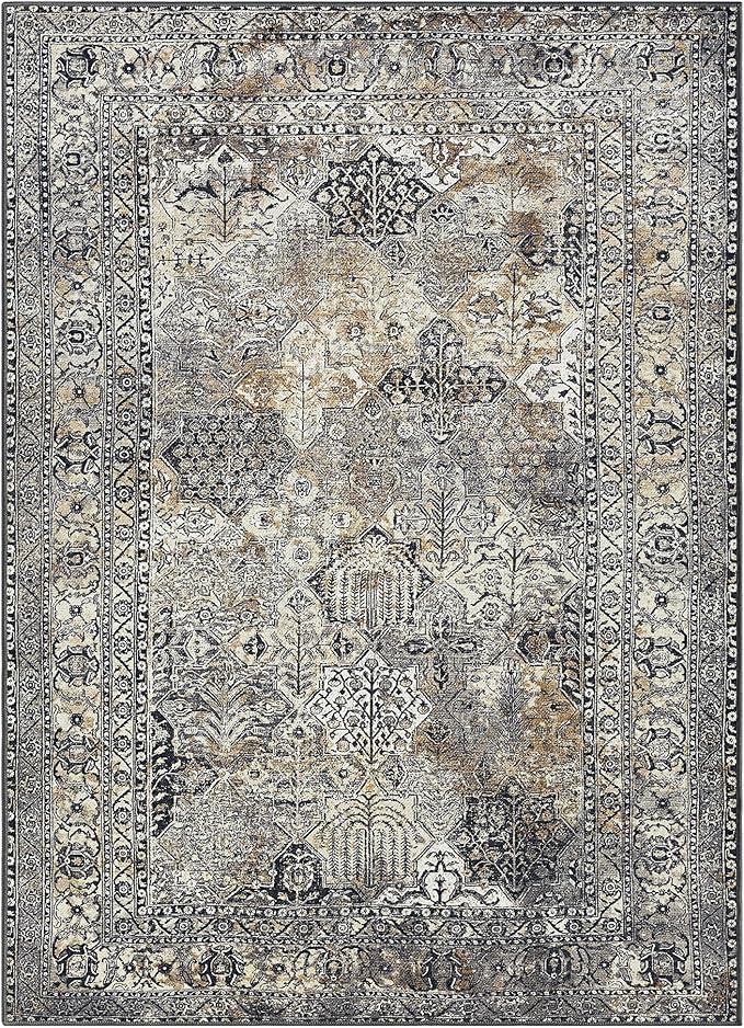 Keen Home Design 3x5 Rug - Machine Washable Entry Rug with Non-Slip Backing, Ideal for Enteryway, Kitchen, Bathroom, Laundry Room - Vintage, Easy Clean, Durable, Low Pile Rug - (3' x 5')