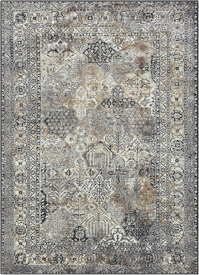 Keen Home Design 48"x72" Rug - Machine Washable Area Rug with Non-Slip Backing, Ideal for Living Room, Dining Room, Bedroom - Vintage, Easy Clean, Durable, Low Pile Rug - (4' x 6')