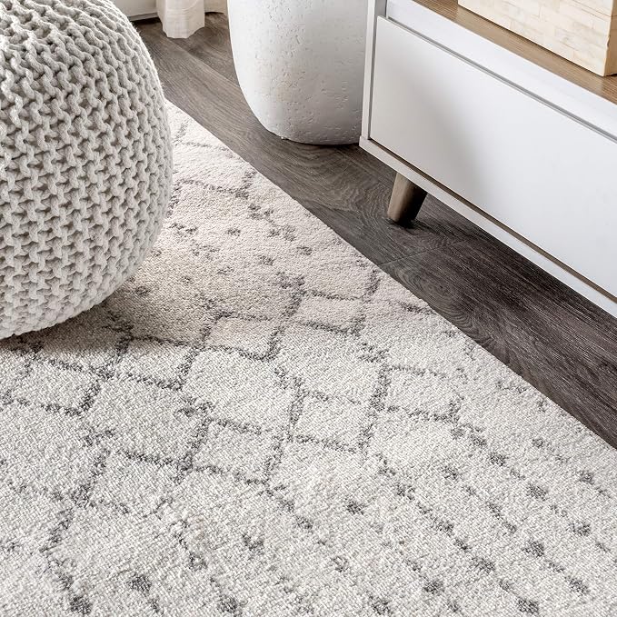 JONATHAN Y Boho Vintage Diamond Cream/Gray Runner Rug 2X18 ft, Moroccan Hype for Living Room, Bedroom, Kitchen, Office, Easy-Cleaning, High Traffic, Pet-Friendly, Non-Shedding (MOH101B-218)