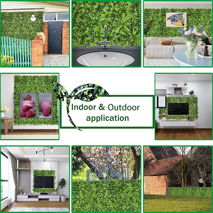 ODTORY Artificial Greenery Wall Roll: 40X120IN(33.5 sqft) UV-Anti Ivy Privacy Fence Wall Screen Faux Plant Panels Backdrop Boxwood Ivy Vine Leaf Hedge Fence for Indoor Outdoor Green Decor | UV-Anti Privacy Wall Screen, Faux Plant Panels, Boxwood Backdr...