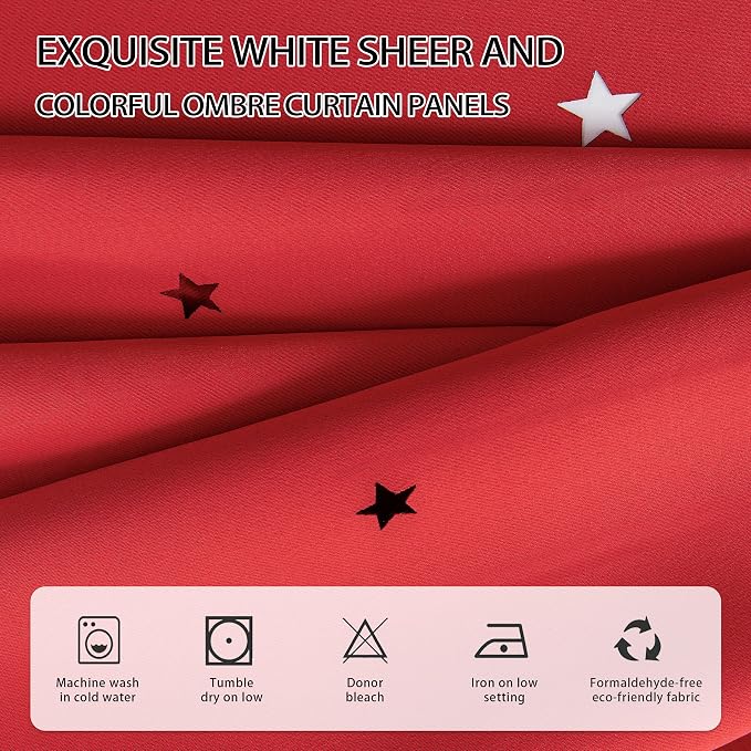 XiDi Blackout Curtains for Bedroom Windows - Unicorn Pattern for Girls & Kids Room, Living Room - 63x52 Inches, 2 Panel, Red