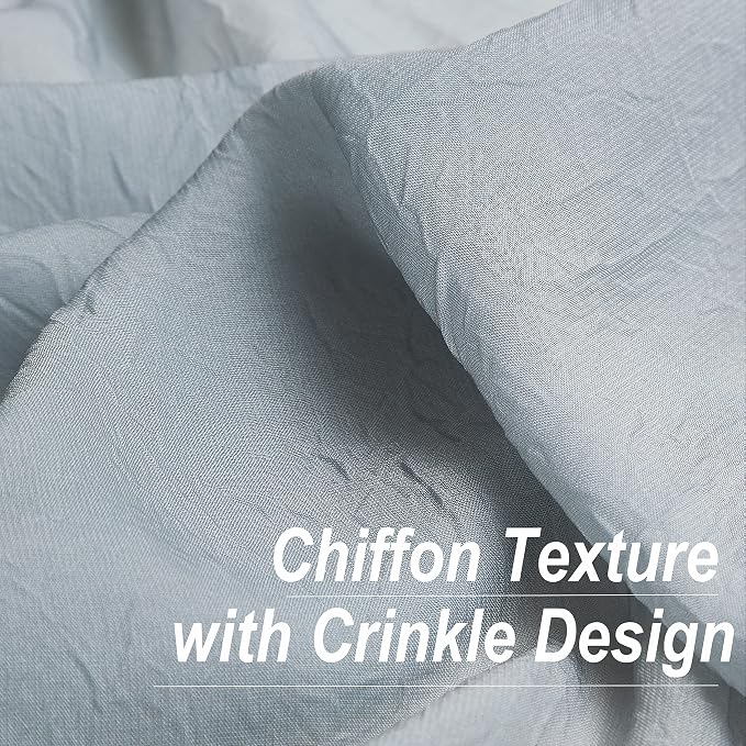 Ombre Chiffon Sheer Curtains 54 Inch Length for Living Room Bedroom, Crinkle Semi Voile Short Curtain Panels for Laundry Room Light Filtering Window Drapes for Kitchen Small Window, Rod Pocket, Grey