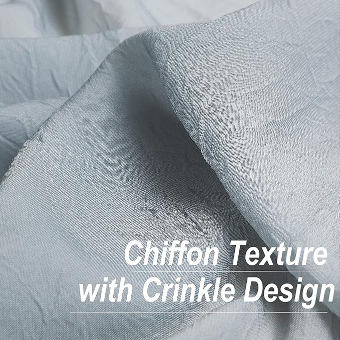 Grey Ombre Chiffon Sheer Curtains for Living Room Crinkle Semi Sheer Curtain Panels for Bedroom, Light Filtering Gradient Window Treatments for Office, Holiday Decor, Rod Pocket, 2 Panels, 52"Wx95"L