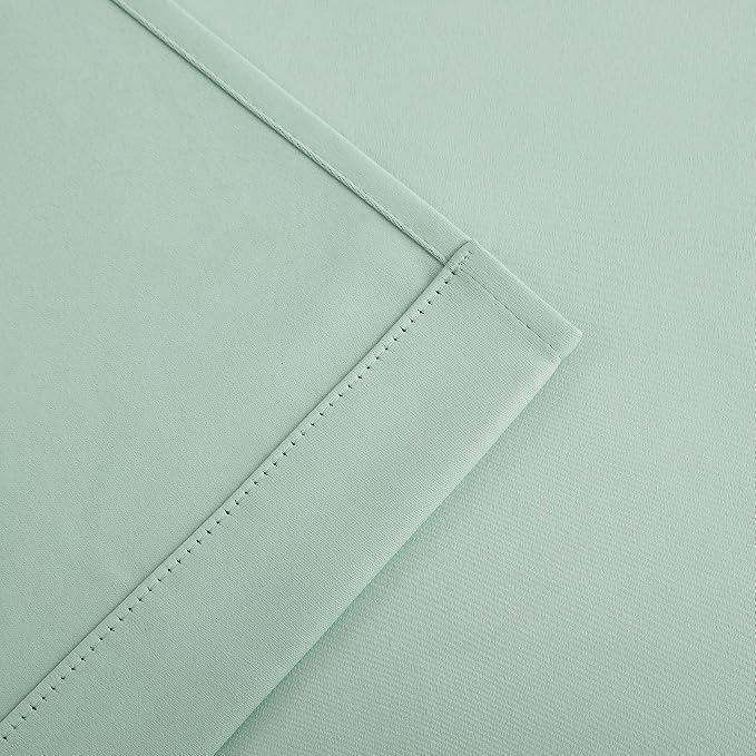 Bujasso Aqua 80% Blackout Curtains with Sheer Overlay Mix and Match Double Layer Thermal Insulated Window Panels 95 inch for Living Room Bedroom Mint Green Drapes with Tiebacks Grommet Top 37"Wx95"Lx2
