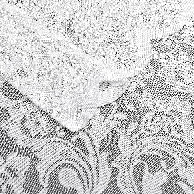 Bujasso White Sheer Lace Curtains 54 inch Vintage Floral Short Curtain Panels for Kitchen Living Room Bedroom Light Filtering White Drapes Window Treatment Set Grommet Top 2 Panels 54" Wx54 L