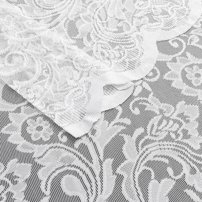 Bujasso White Lace Curtain 216 inches Long for Living Room Bedroom Vintage Floral Extra Long Window Scarf Valance 1 Panel 52" Wx216 L