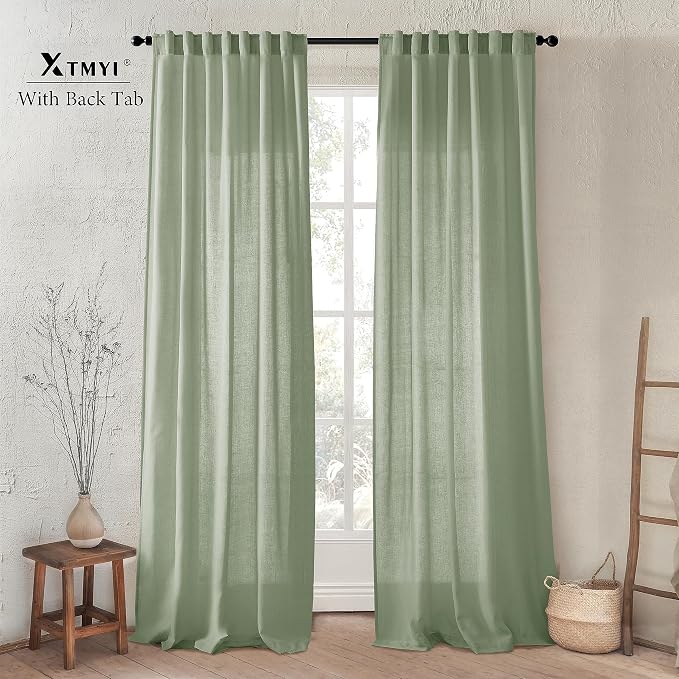 XTMYI Sage Green Curtains 108 Inches Long for Big Window,Extra Long Light Green Curtains for High Ceiling Living Room