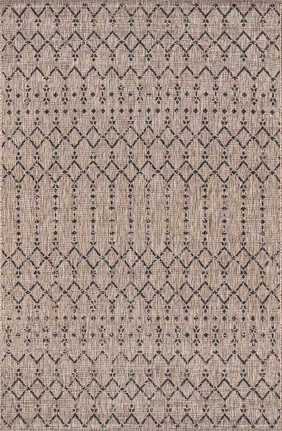 JONATHAN Y Moroccan Geometric Indoor Outdoor Area Rug 8X10 Natural/Black, Ourika Textured Weave for Backyard, Patio, Porch, Easy-Cleaning, High Traffic, Pet-Friendly, Non-Shedding (SMB108D-8)