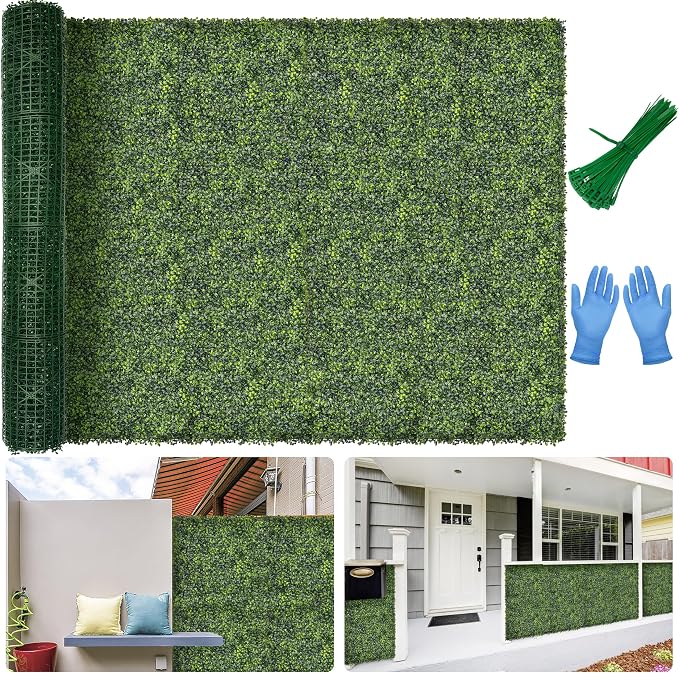 Artificial 72x144 in (72 Sqft) Boxwood Grass Wall Backdrop Roll | UV-Anti Faux Green Leaf Privacy Fence, Garden/Backyard/Patio/Balcony/Party Greenery Hedge Backdrop, Indoor Outdoor Decor
