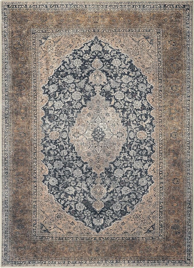 Keen Home Design 48"x72" Rug - Machine Washable Area Rug with Non-Slip Backing, Ideal for Living Room, Dining Room, Bedroom - Vintage, Easy Clean, Durable, Low Pile Rug - (4' x 6')