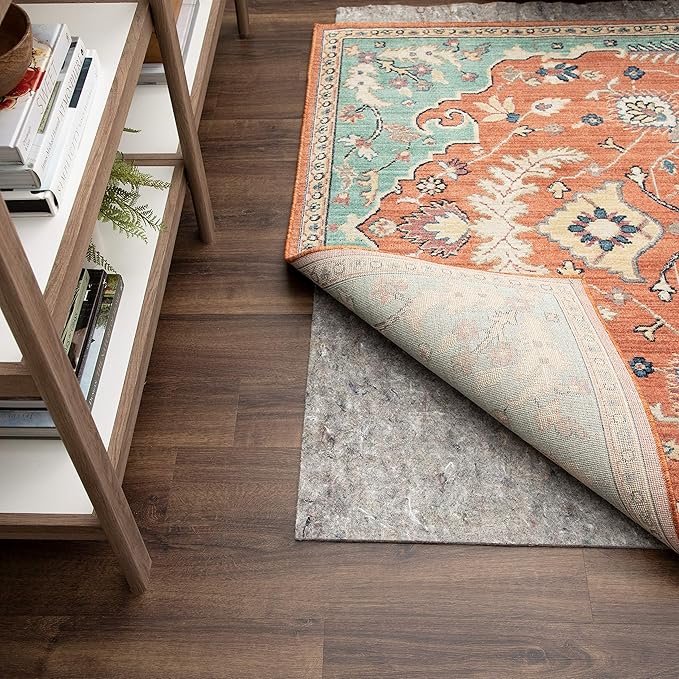Mohawk Home Non Slip Rug Pad 6' Square- 1/4" Thick Felt + Latex Rubber Gripper - Dual Surface Cushion for Hardwood, Carpet, Tile Floors, Made in USA