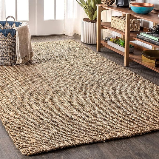 JONATHAN Y Pata Hand Woven Chunky Jute Natural Indoor Area Rug, 5x8, Bohemian, Rustic, Cottage, Easy-Cleaning for Living Room, Bedroom, Kitchen, Non-Shedding (NRF102A-5)