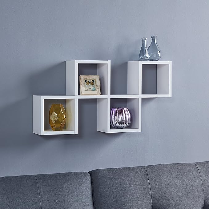 Danya B. Cubby Chessboard Wall Shelf - Horizontal or Vertical (White)