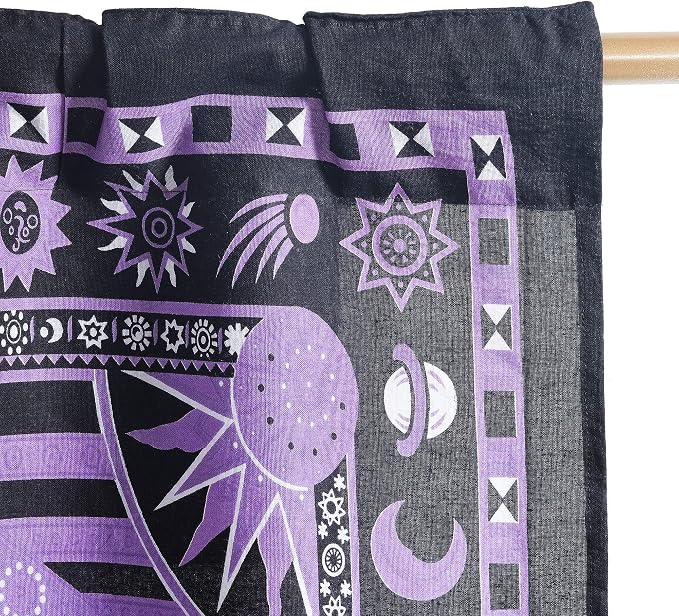 Popular Handicrafts Indian Burning Sun Hippie Mandala Kitchen Window Curtains - Gypsy Bohemian Sun Moon Beautiful Drapery Bedroom Living Room Balcony Valance Panels Purple