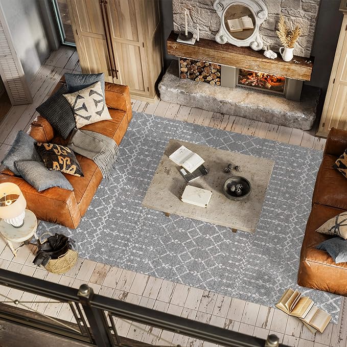 JONATHAN Y Boho Vintage Diamond Gray/Ivory Indoor Area Rug 10X13 ft, Moroccan Hype for Living Room, Bedroom, Kitchen, Office, Easy-Cleaning, High Traffic, Pet-Friendly, Non-Shedding (MOH101C-13)