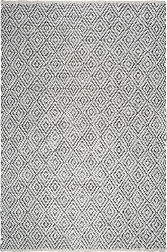 Fab Habitat Machine Washable Area Rug - Hand Woven, Stain Resistant, Pet Friendly - Premium Recycled Polyester Yarn - Diamonds - Bedroom, Living Room - Veria - Gray & White - 4 x 6 ft